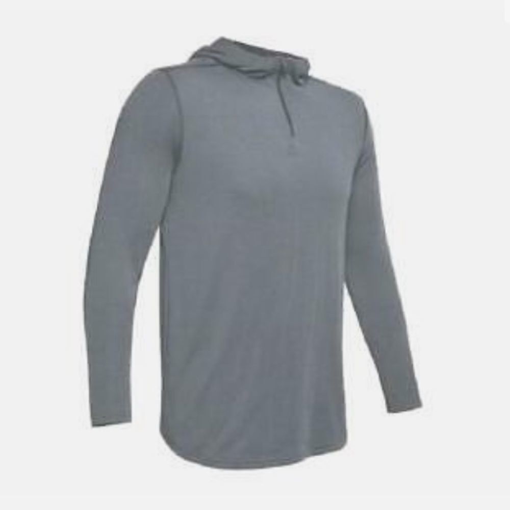 Mens Grey Under Armour‎ Threadborne 1/4 Zip Hooded Long Sleeved Shirt Medium